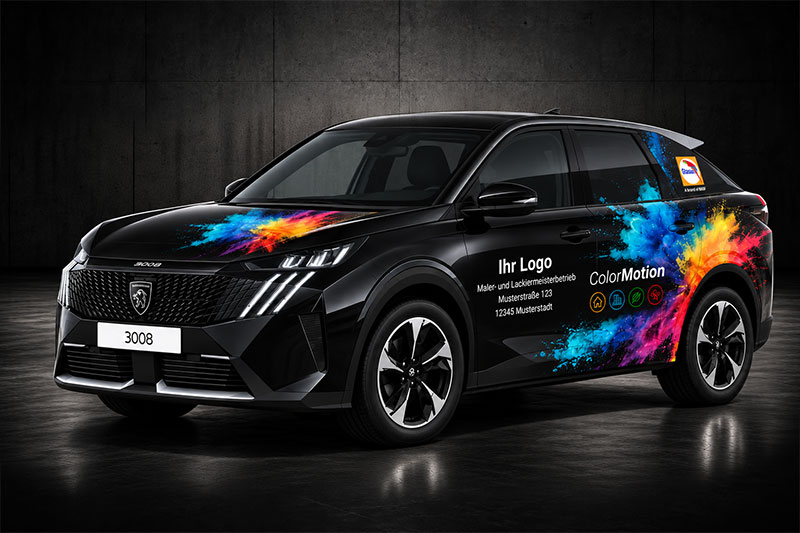 Schwarzes Fahrzeug mit großer ColorMotion Beschriftung